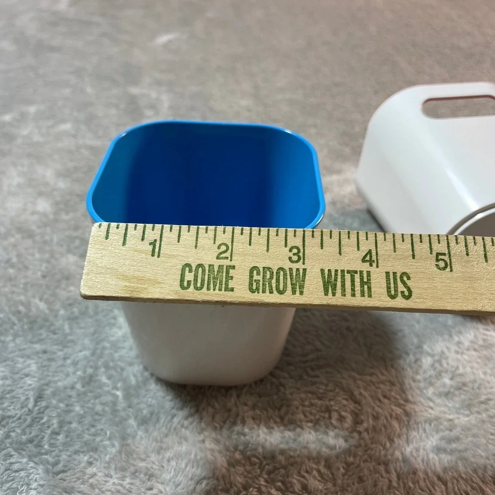 IKEA‎ Pen Holders Desk Organizers White Red Blue Storage Bins Set of 2